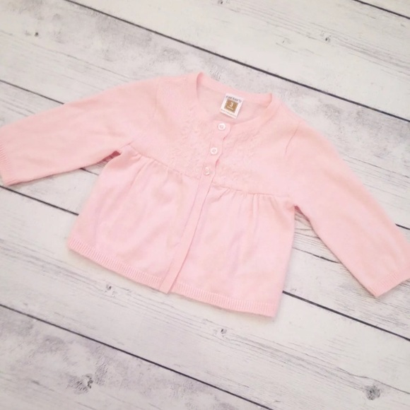Carter’s Pink Three Button Long Sleeve Cardigan - Picture 3 of 4